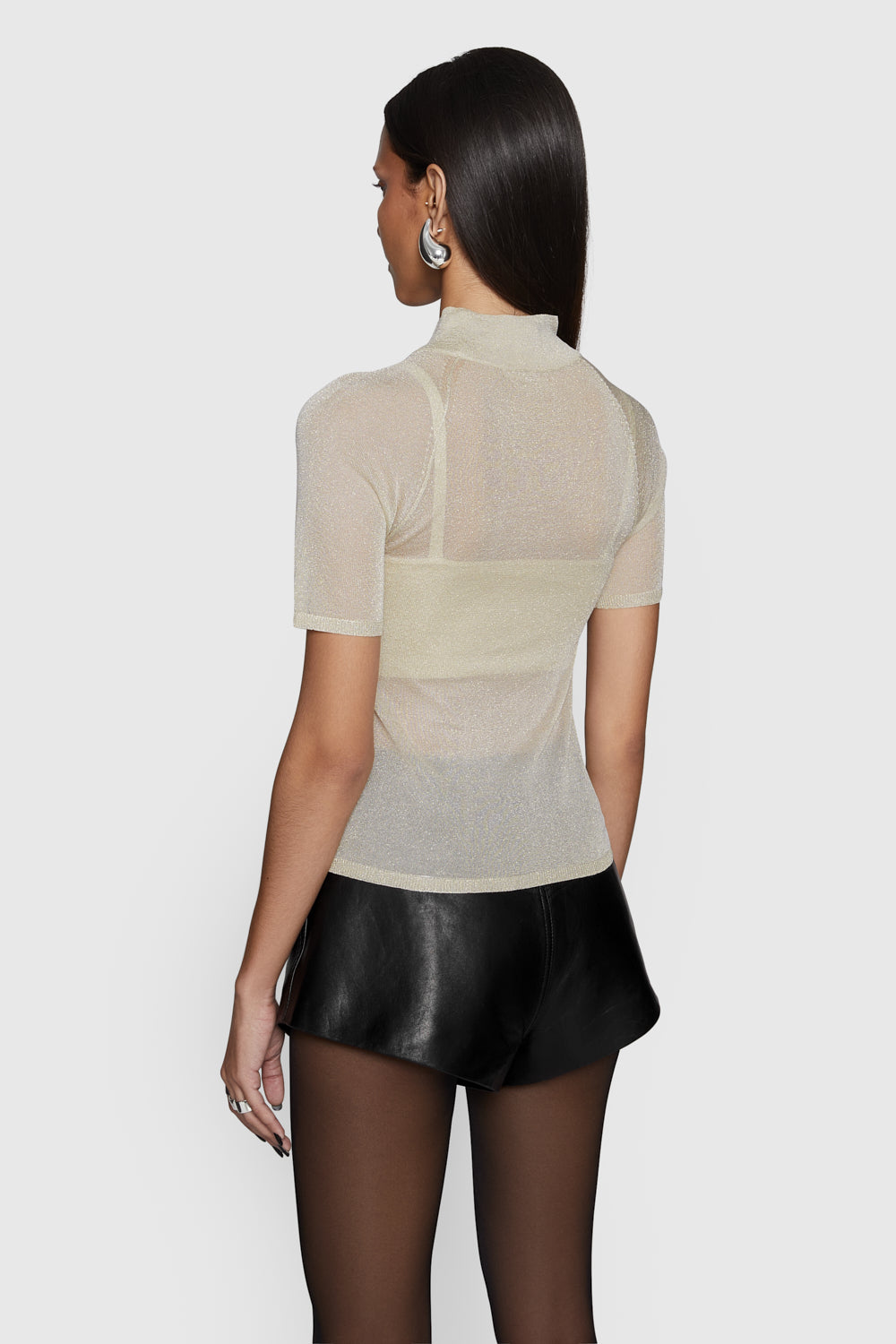 beige sheer top