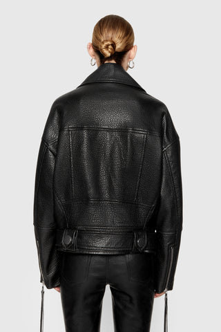 Stevie Oversized Leather Moto Jacket
