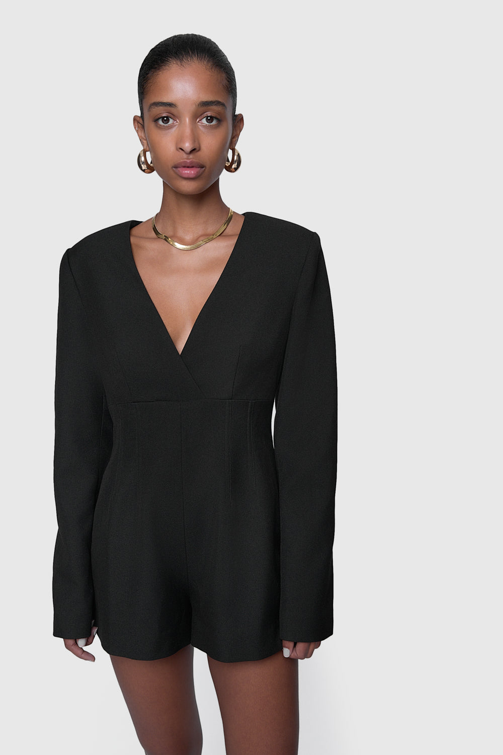 Rebecca Minkoff Indy Long Sleeve Romper - Black Rebecca Minkoff Indy Long Sleeve Romper - Black