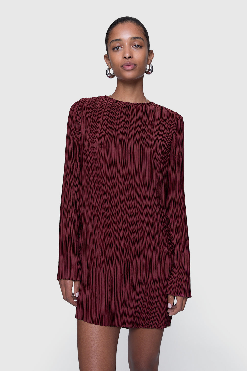 Iris Pleated Long Sleeve Mini Dress Iris Pleated Long Sleeve Mini Dress