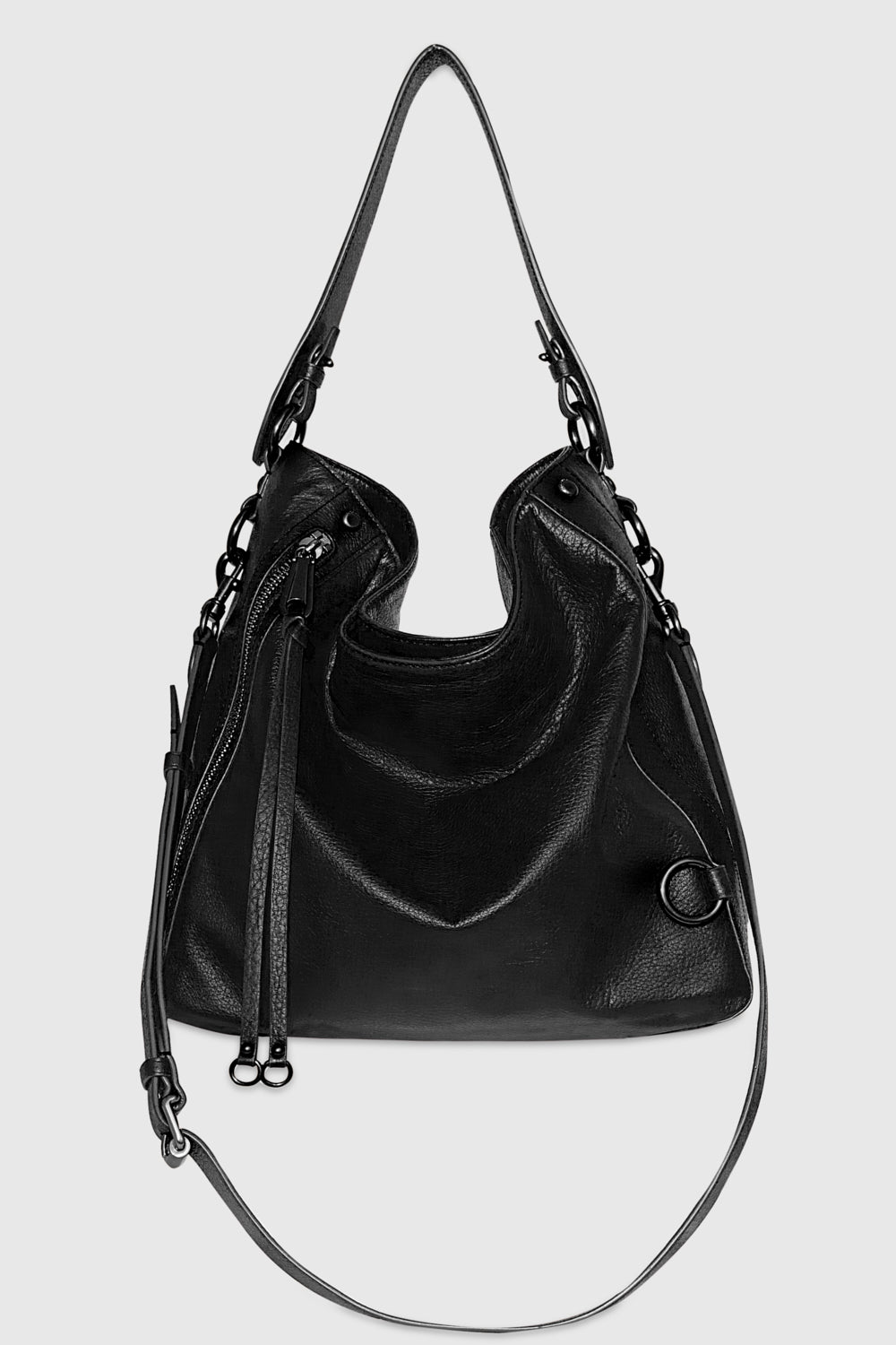 Hobo bag black leather Clearance