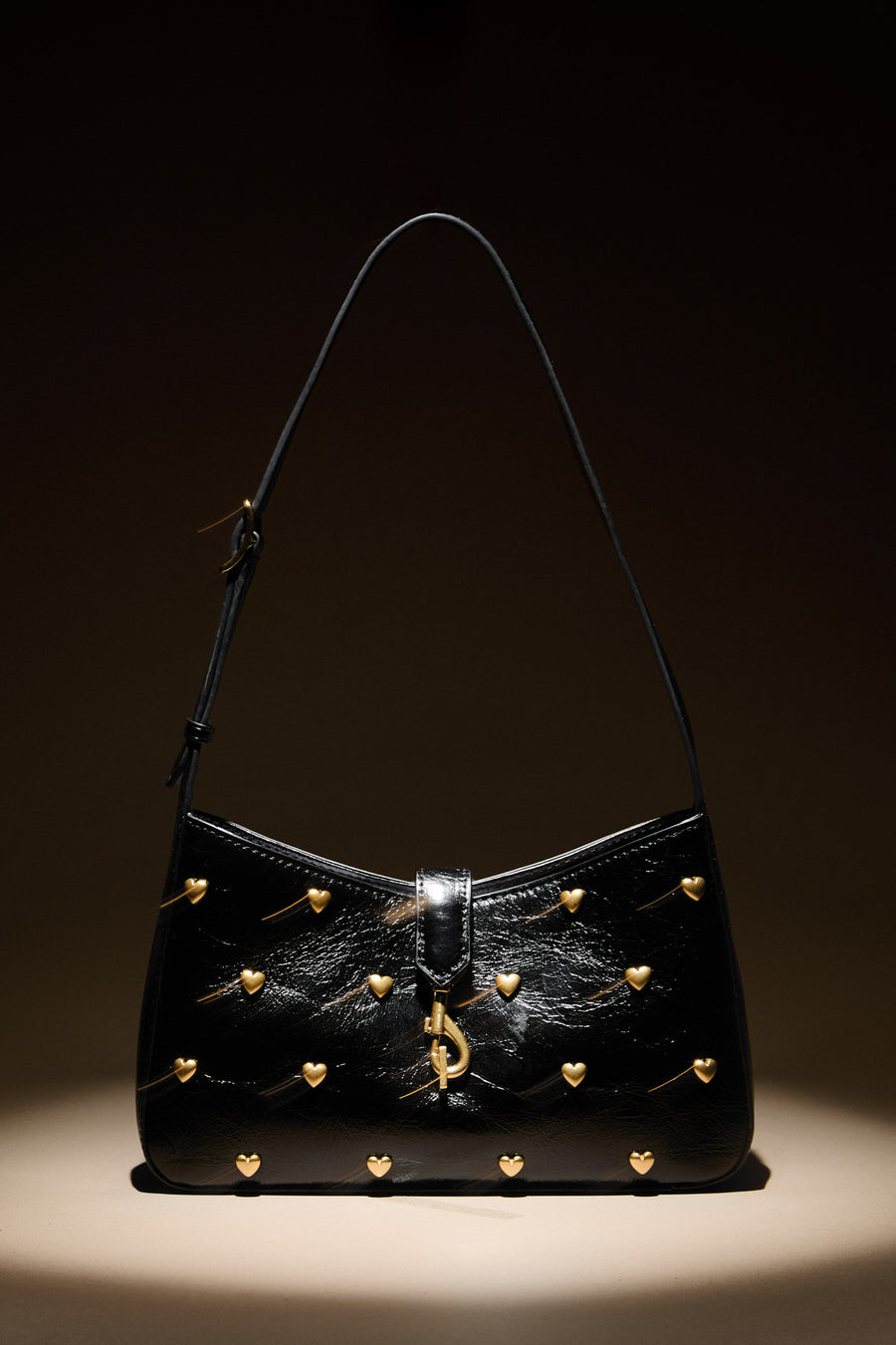 Megan Small Shoulder Bag With Heart Studs