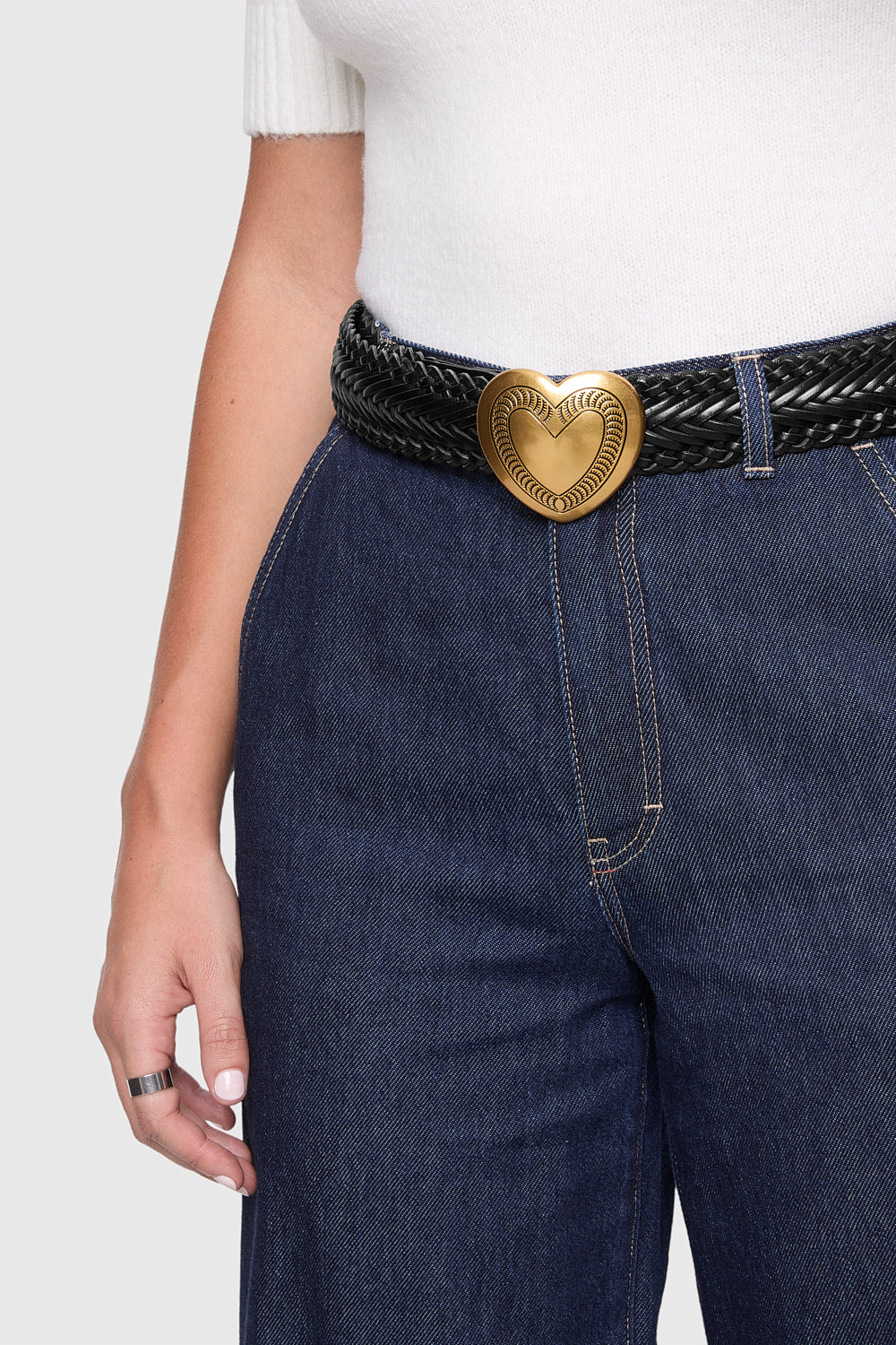 Woven Heart Buckle Belt