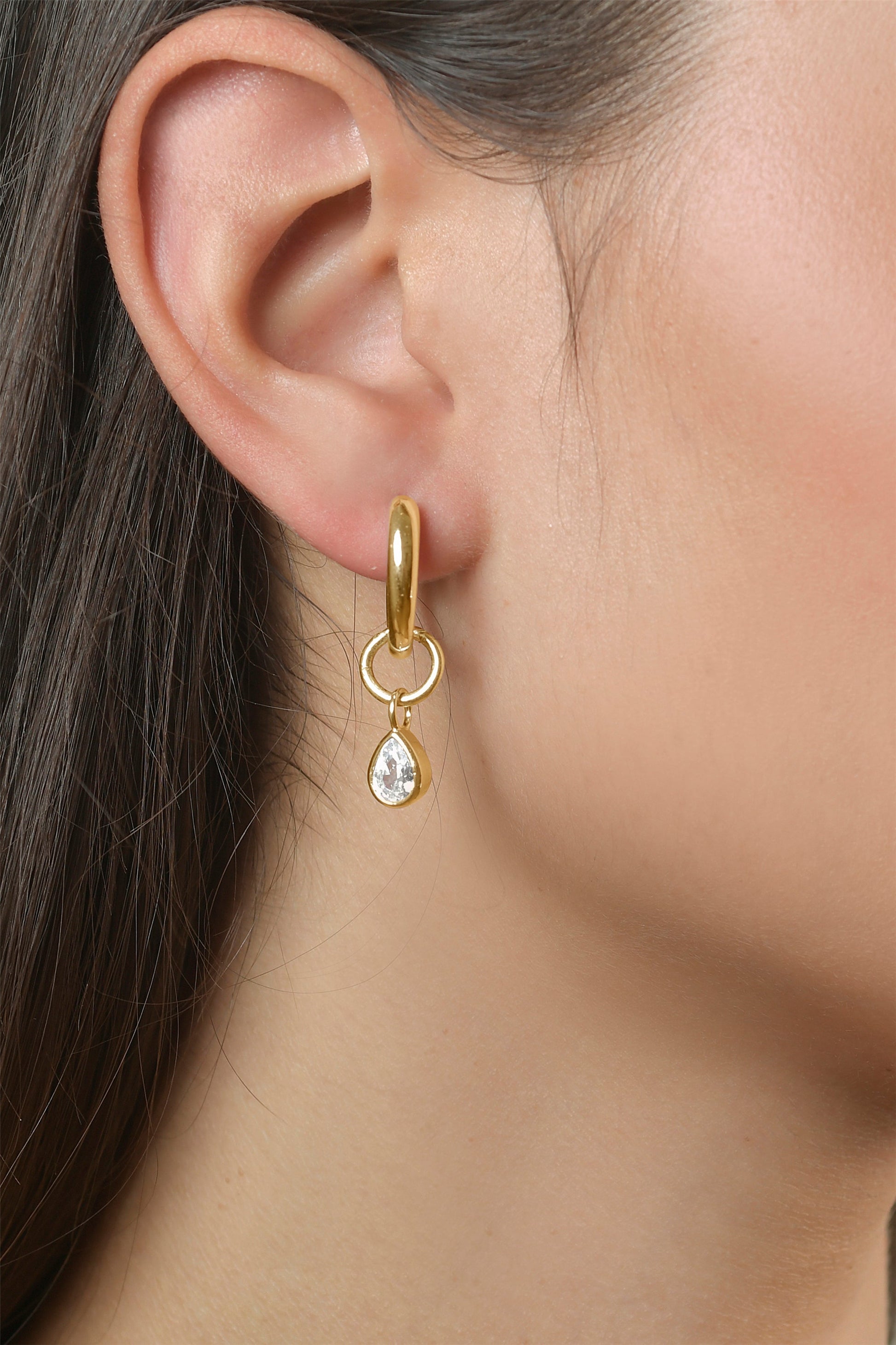 Pear Drop Hoop Earrings