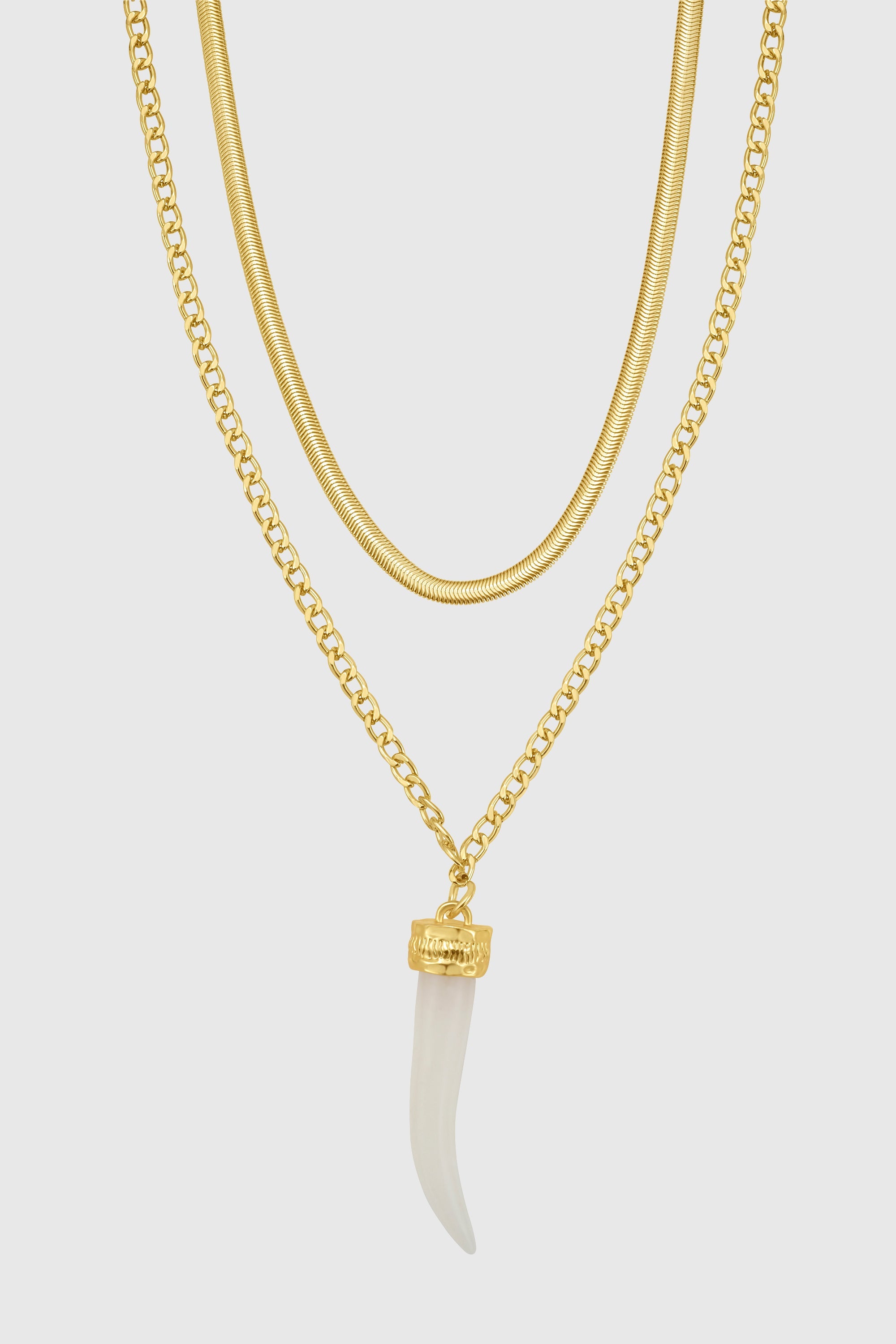 Layered Horn Pendant Necklace