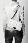 Chevron Quilted Love Crossbody With Chain Inset