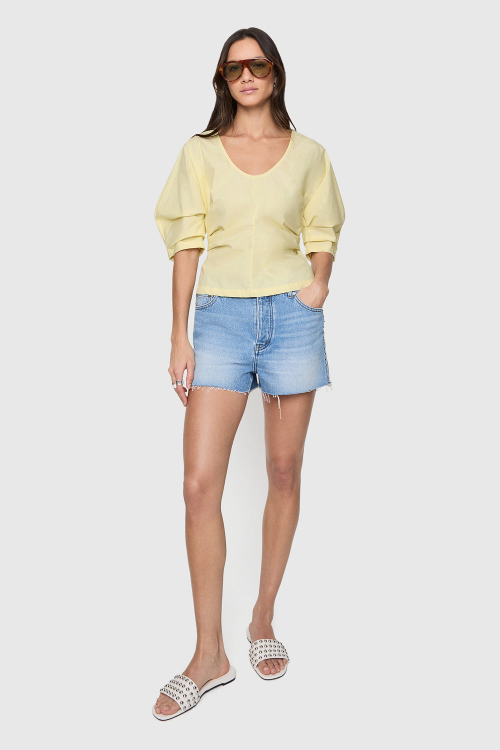 Naomi Pleated Short Sleeve Top