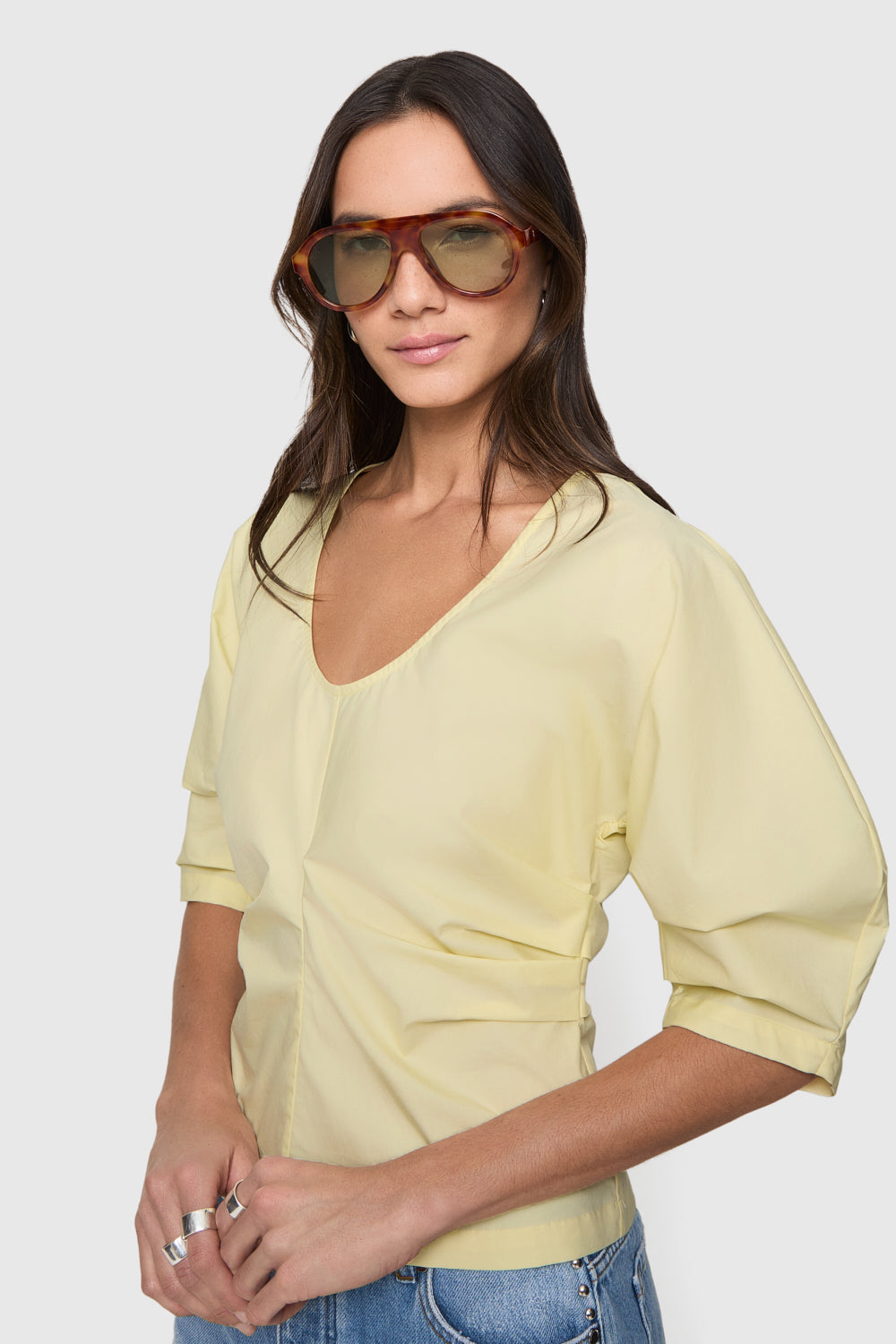 Naomi Pleated Short Sleeve Top