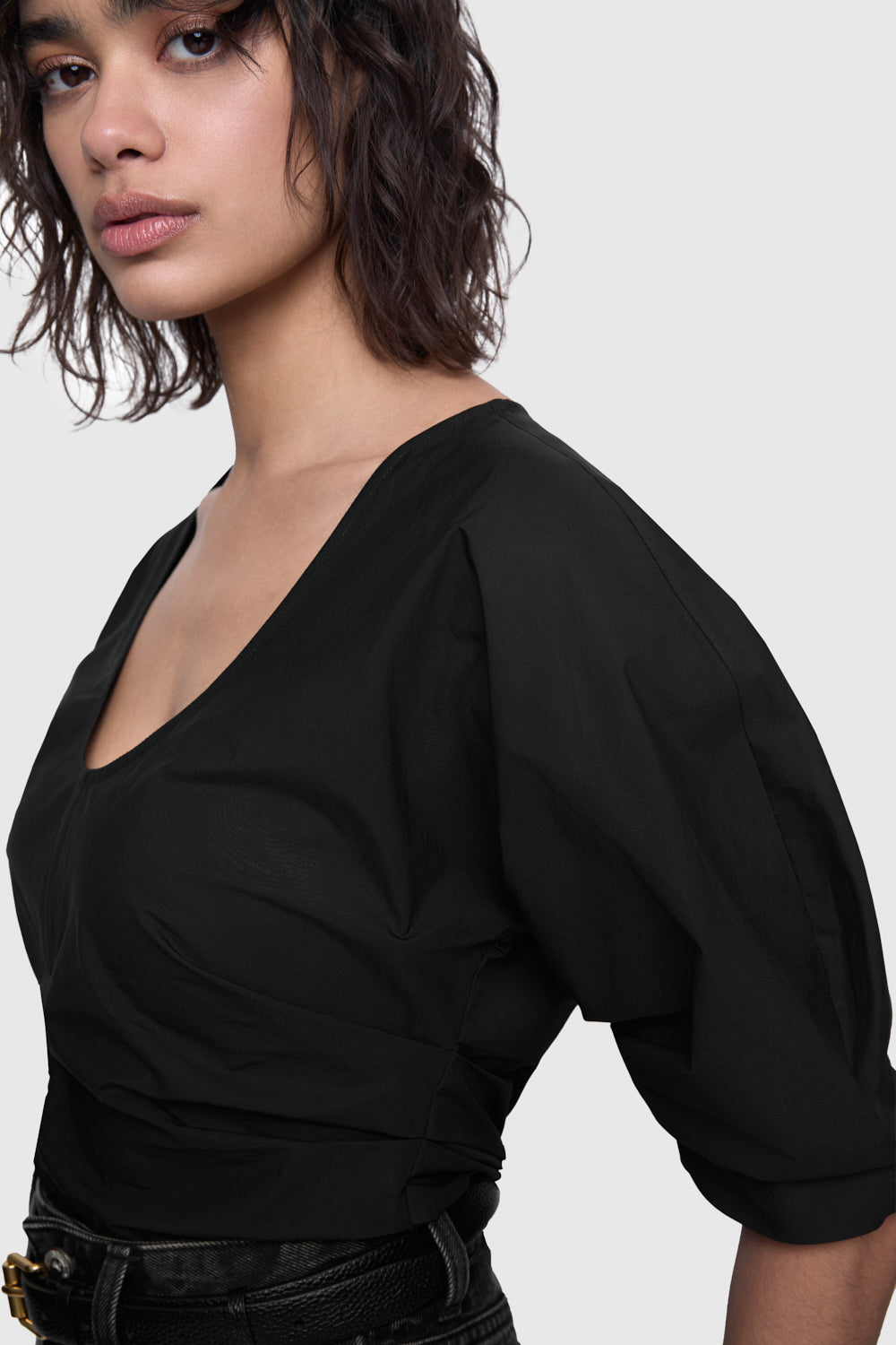 Naomi Pleated Short Sleeve Top