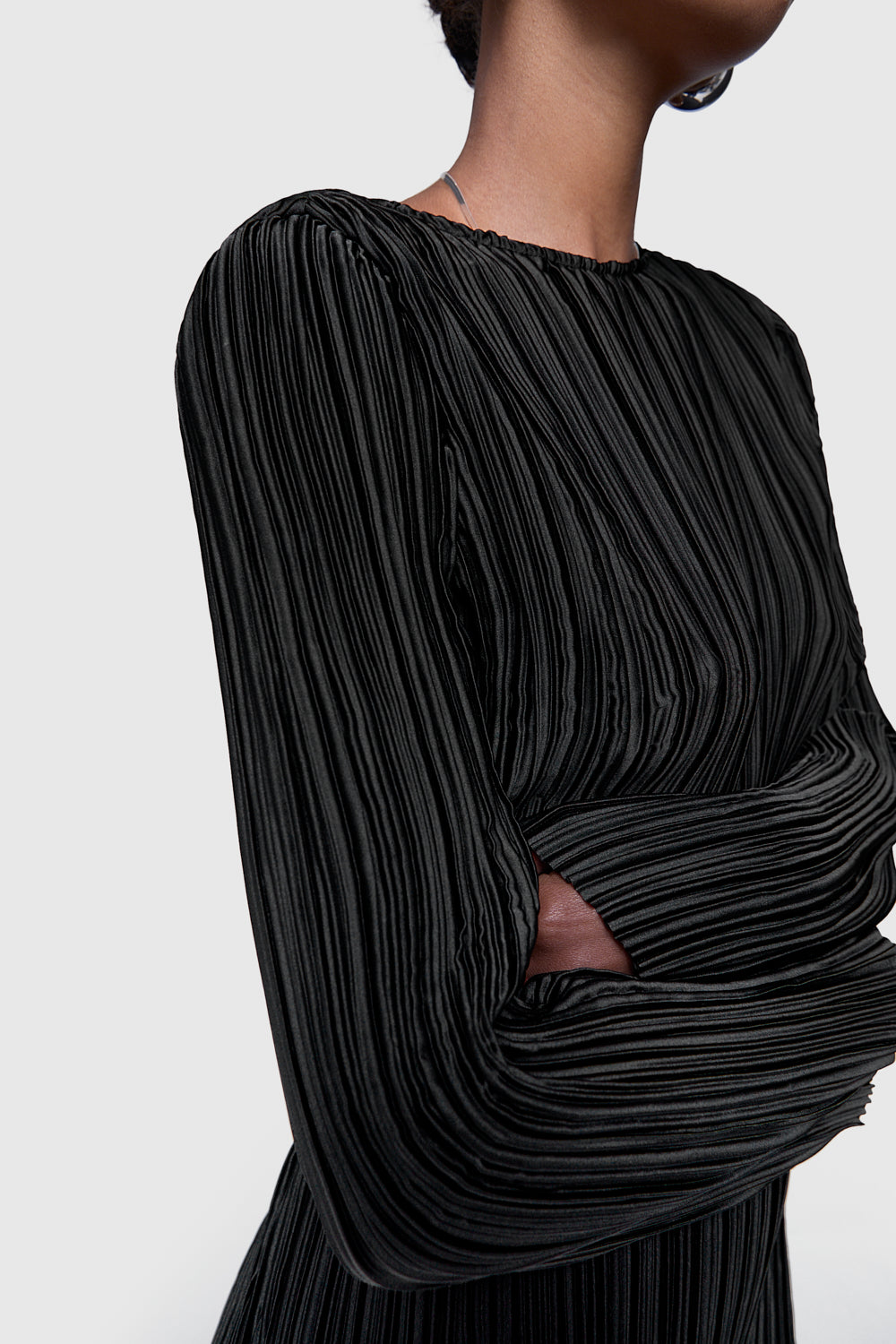 chinese dress ladies Iris Pleated Long Sleeve Mini – Rebecca Minkoff