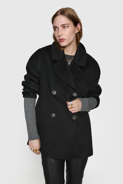【24AW】DOUBLE FACE PEA COAT(BLACK) Double Face Wool Peacoat – Rebecca Minkoff