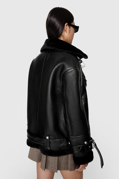 Olivia - Oversized Vegan Shearling Jacket