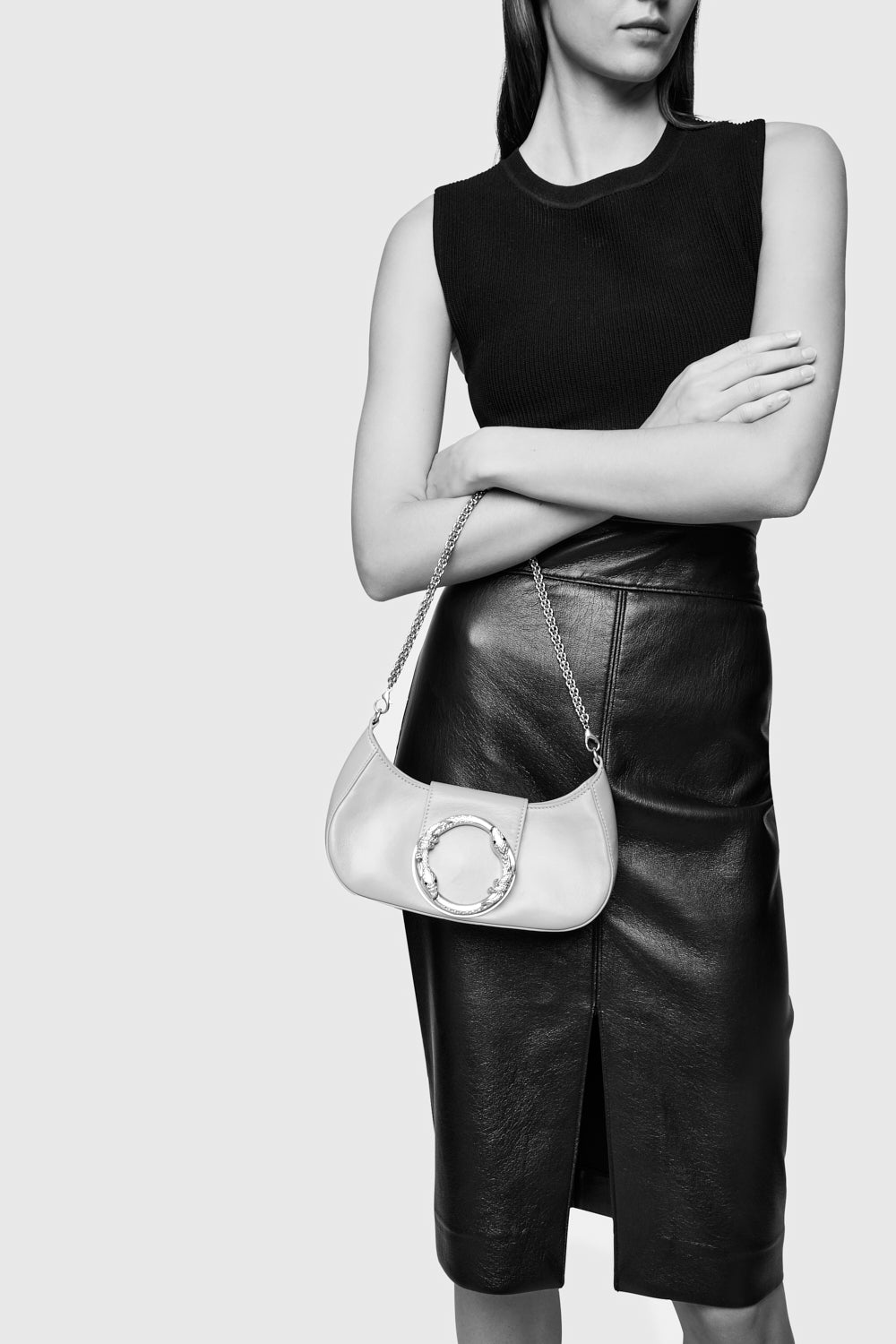 seloah セロアー　Cube leather bag heaco Premium Vegan Leather Handbag with Gold Chain Strap