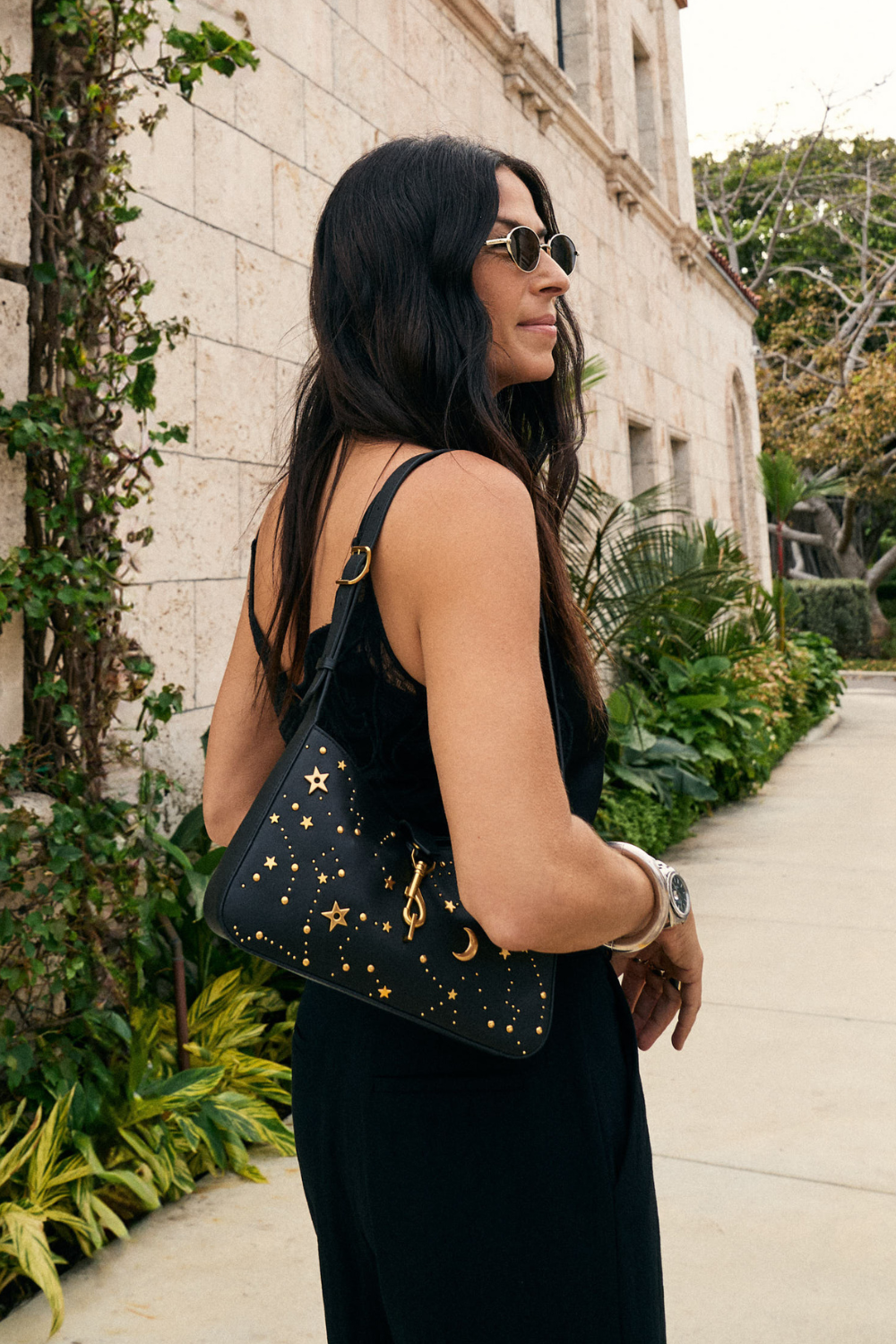 Megan Small Shoulder Bag With Celestial Studs