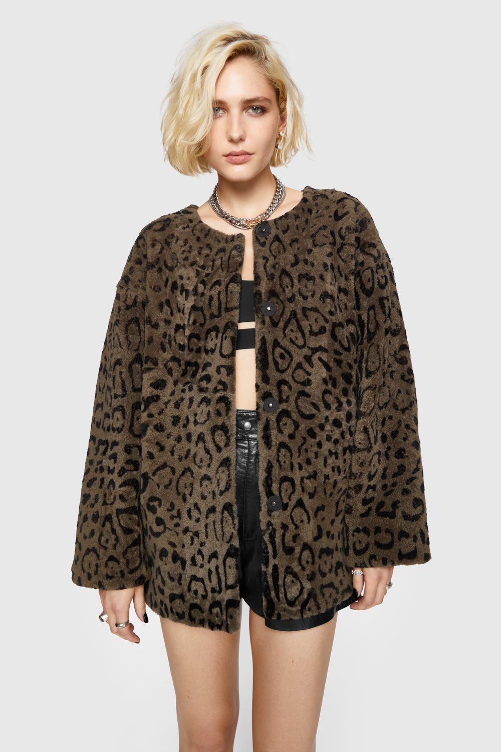 Dylan Leopard Shearling Jacket