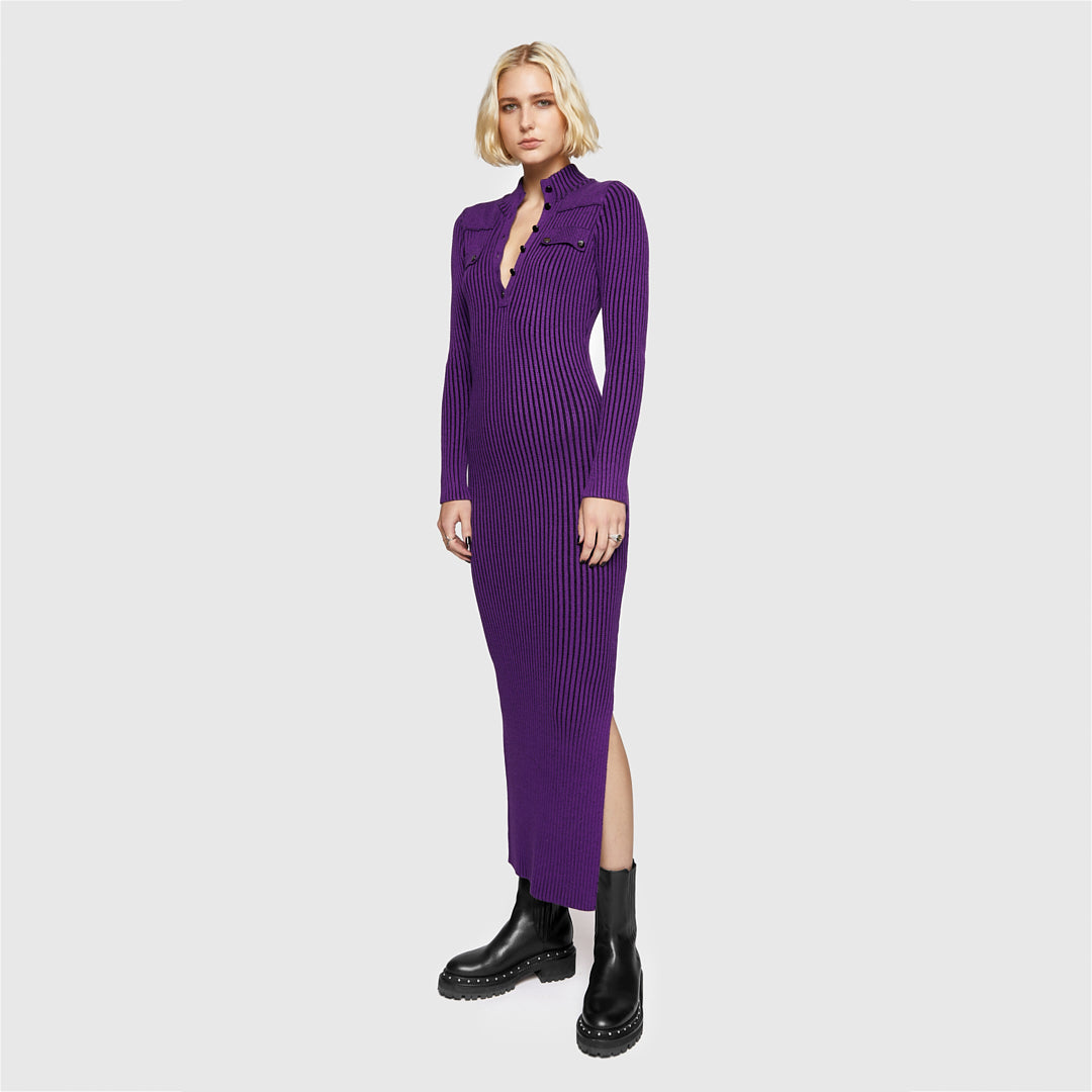 Alana Henley Sweater Dress – Purple – Rebecca Minkoff