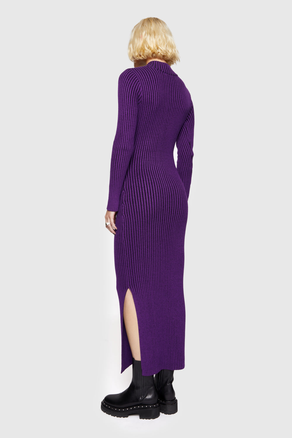 Alana Henley Sweater Dress – Purple – Rebecca Minkoff