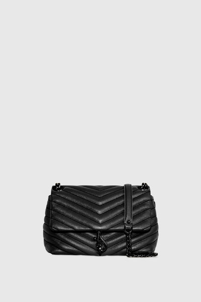 Rebecca Minkoff Top Handle Crossbody with Chain Quilt Bag in Black/Black Shellac