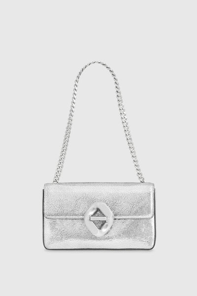 The G Small Shoulder Bag w/ Chain Strap - Silver - Rebecca Minkoff