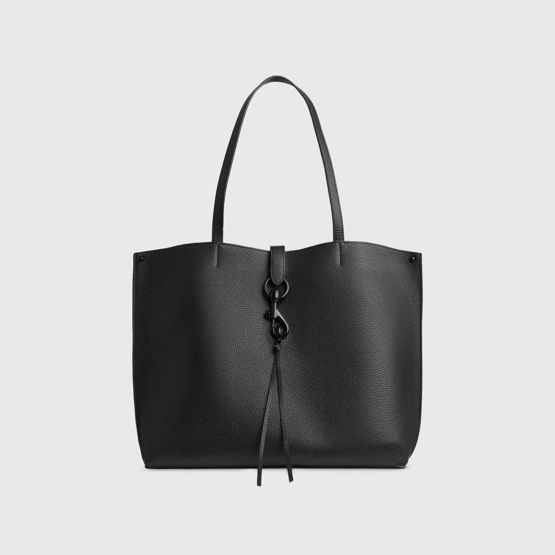 Black Leather Unlined Tote | Megan Tote | Rebecca Minkoff