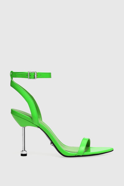 Y2K Patent Lime Green Kitten Heels - Lucky Vintage