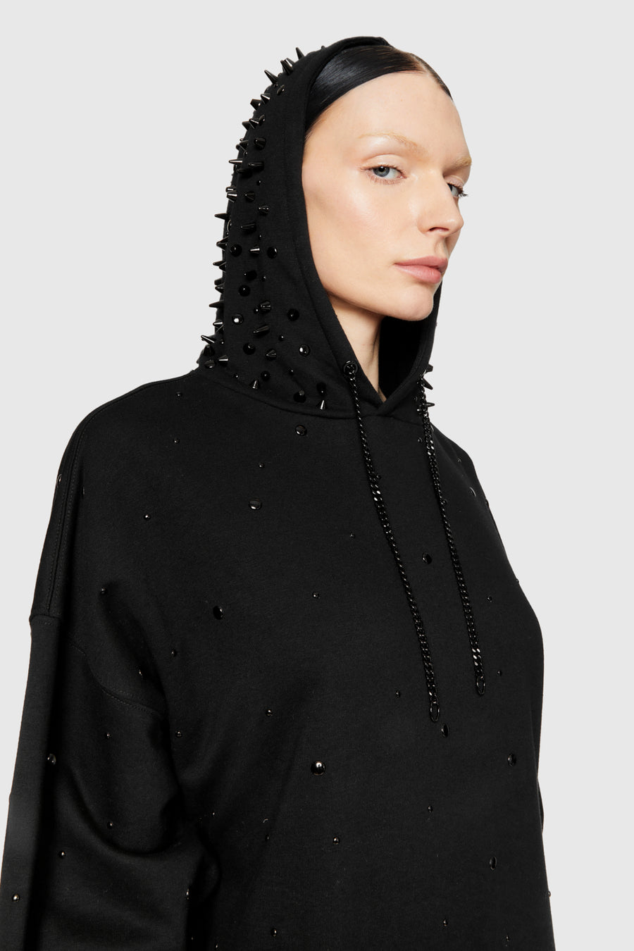 Downtown Studded Sweatshirt Dress