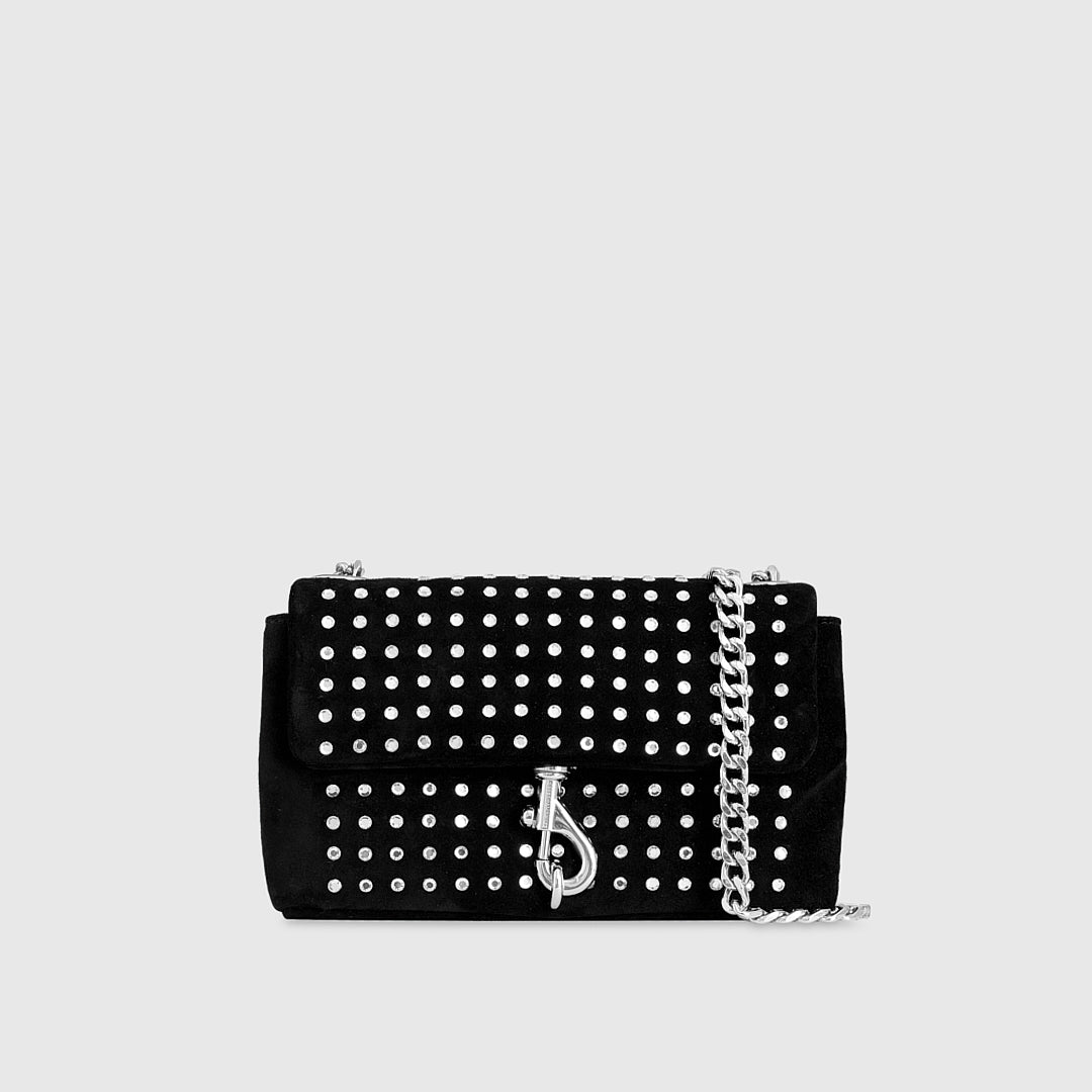ブラックレディ Edie Date Night Crossbody - Black with Crystal Studs - Rebecca Minkoff